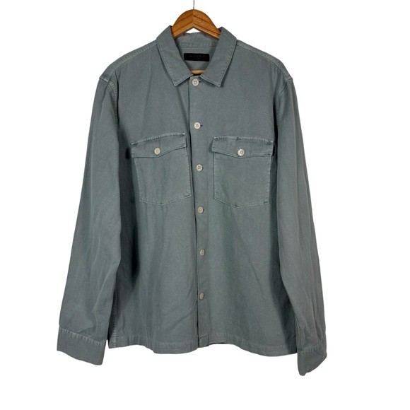 All Saints Light Blue Spotter Button Up Long Sleeve Shirt Men's Size XXL Cotton - Picture 1 of 7